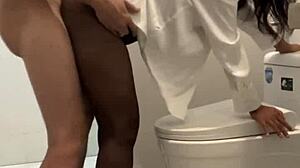boss sneaks thai secretary into public bathroom for creampie facial