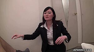 Office Lady Emi Sucks Cock in Pantyhose Uncensored Ride