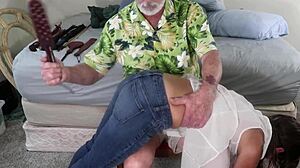 TMS-25 Petite 18+ MILF OTK Spanked Paddled Caned Then Doggystyle Creampie!