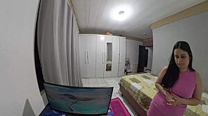 Dona de casa BANGING big cock BAREBACK while husband is out, her small waist and ass take it rough