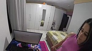 Dona de casa BANGING big cock BAREBACK while husband is out, her small waist and ass take it rough