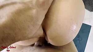 Skinny Brazilian teen squirts multiple times riding huge cock doggystyle in homemade POV