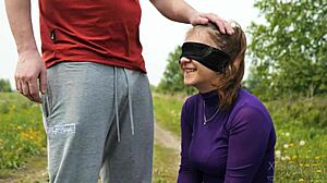 Best friend ran dick over blindfolded lips during taste game shocking