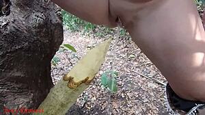kinky bbw milf squirts piss on forest stake homemade