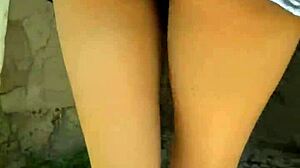 18yo brunette flashes tits pussy for risky public pov doggystyle fuck