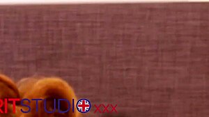 British 18-year-old redhead student pounds her tight curvy cunt first time