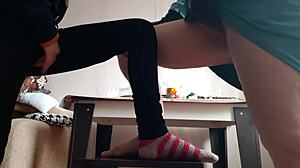 wanna watch middle aged milf and student masturbate together on chairs?