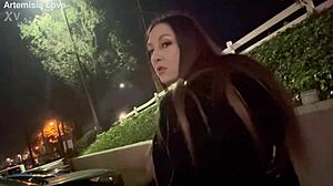 Italian milf Artemisia Love smokes horny outdoors publicly