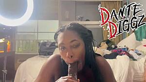 Two Ebony Sluts Compete in Deepthroat Contest on Boyfriends' Monster Cocks