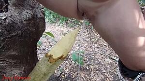 kinky bbw milf squirts piss on forest stake homemade