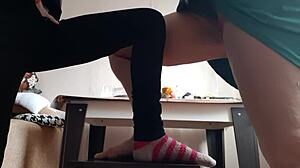 wanna watch middle aged milf and student masturbate together on chairs?