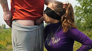 Best friend ran dick over blindfolded lips during taste game shocking
