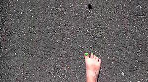 Curvy milf PAWG shows off those beautiful barefoot legs in foot fetish compilation 😍👣