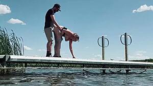 couple risks public lake fuck with big tits bouncing wildly