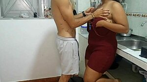 check out this amateur stepmom getting fucked rough in the kitchen during lunch