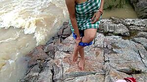 stepmom outdoor riverbank fuck in jungle wild fun