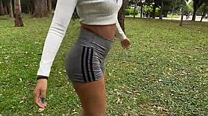 pretty latina teen takes anal creampie after park workout