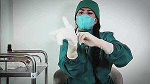 Latex nurse gloves tease patient in hospital fetish play 😏🩺