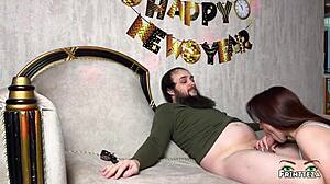 petite milf grabs my monster cock deepthroats sloppy then swallows cum straight down her throat new years eve