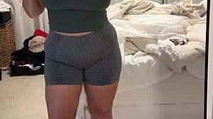 Chubby Latina Creator's Big Natural Tits Nipples and Huge Ass in STD Test Backstage Routine