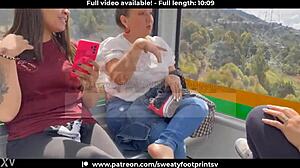 i take off sweaty sneakers socks on medellin cable car with latinas