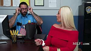 Horny cop uses Elana Bunnz's big tits for phone theft