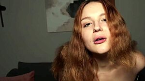 Redhead beauty's shaved pussy makes him cum multiple times rough