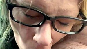 glasses hooker sucks cum deep in street pov bliss