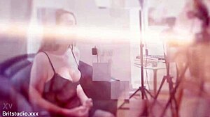 I suck cock as Victoria Greene, drenched in cum at milking table