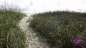 two wild florida college brunettes party on the beach