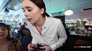 sneaky waitress rides me cowgirl then doggystyle in restaurant before we get caught fucking hard