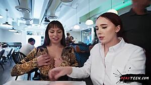 sneaky waitress rides me cowgirl then doggystyle in restaurant before we get caught fucking hard