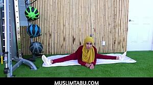 i'm shocked my hijabi arab teen wife kira blows trainer