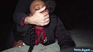 French Ebony Babe Fucked Hard Outdoors in Public Agent Reality