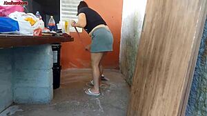 wife left and hot short maid grabbed my cock shoved it in her tight pussy around house huh?