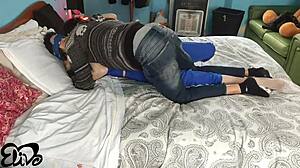 cozy bed cuddles lead to missionary creampie sex