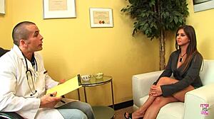 Brunette with fake tits bangs doctor doggystyle deep