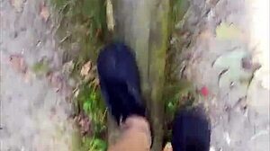 balancing outdoors in fine pantyhose feels so risky 😏👠