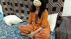 Pakistani Stepdaughter Caught with Cucumber Fucked by Stepdad