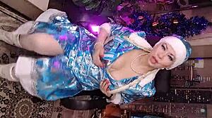 Aimee Santa Claus takes fat cock deep in Christmas closeup