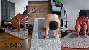 三镜头抓拍健身房裸臀特写锻炼