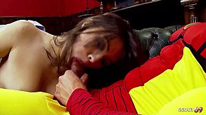 嘿垂奶熟女后台穿戏服快速出轨操逼老公就在隔壁？