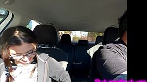 tattooed latina cutie heats casting with kisses en route to hotel