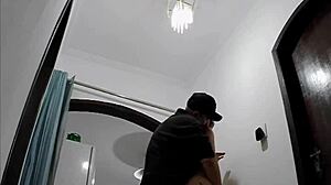 Naked flashing delivery guy while hubby works unaware