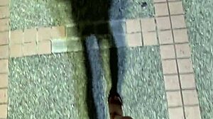 ting xuan the shemale office lady pees outdoors in public