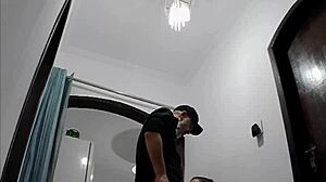 Naked flashing delivery guy while hubby works unaware