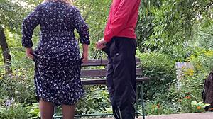 Chubby milf housewife pantyhose flashes saggy tits for son-in-law doggystyle