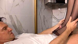 Blonde Nylon Secretary Footjob Lick Suck Action