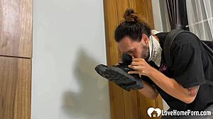 Bound Babe In Stockings Teases Feet Like Christmas Gift Unwrapped