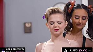 Eliza ibarra coco lovelock cheerleaders scissor squirt locker room